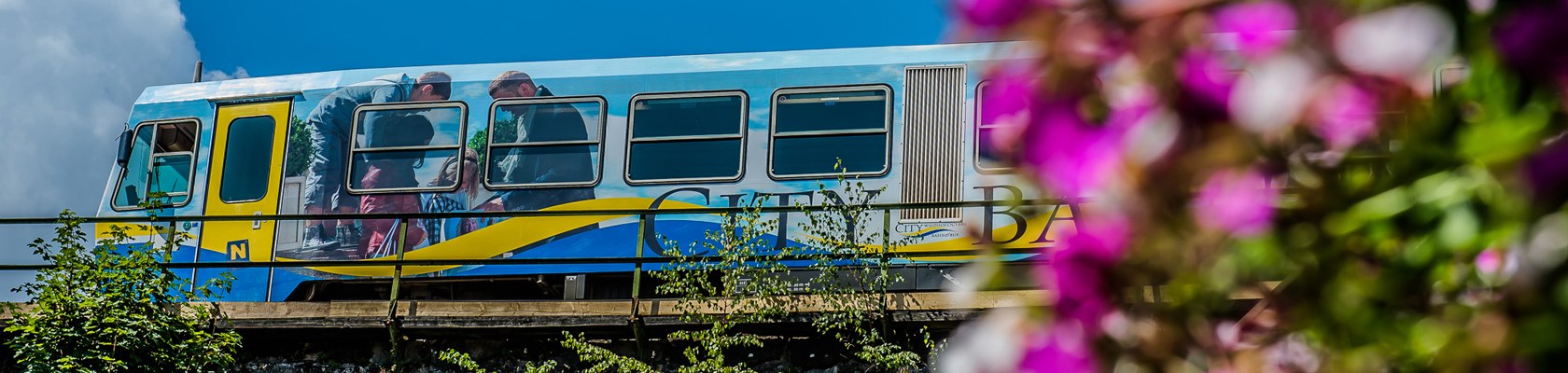 Citybahn fährt durch Landschaft